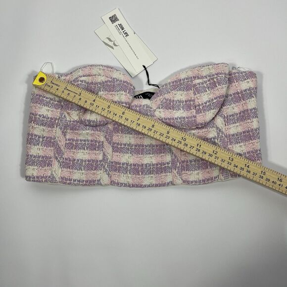 ZARA‎ Textured Tweed Strapless Corset Crop Top size M NWT - Picture 4 of 6